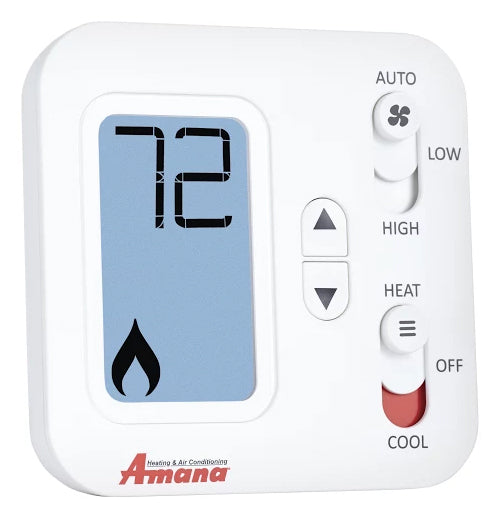Amana PHWT-A150H Non-Programmable 2-Stage Wired Wall Thermostat | 24V Hardwired 2-Speed Fan Control for PTAC & PTHP Systems