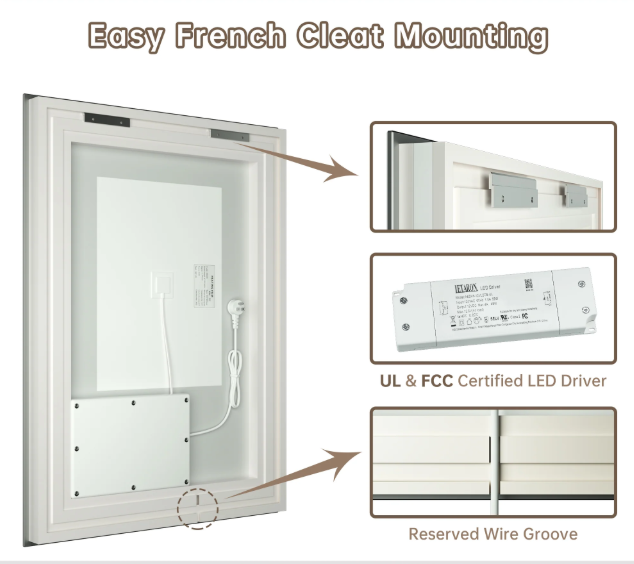 Rectangular Front & Backlit Commercial LED Vanity Mirror for Motel | LG035