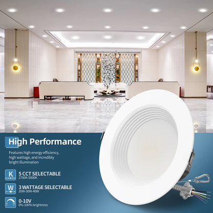 8" LED Commercial Downlight – DNL Series (4-Pack) | High-Output Selectable Wattage & CCT