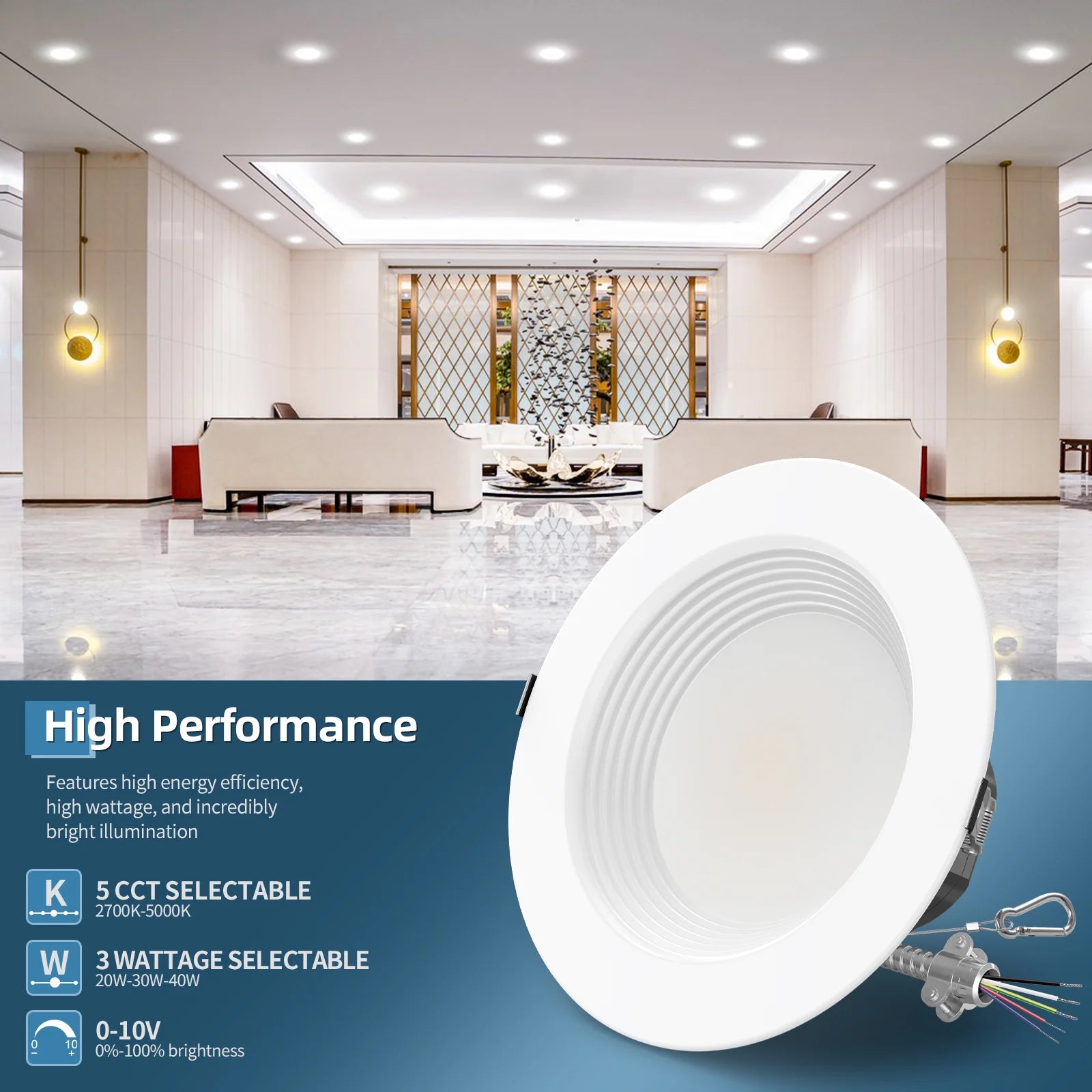 4-pack showing high-output 5000 lumen lens and adjustable driver settings