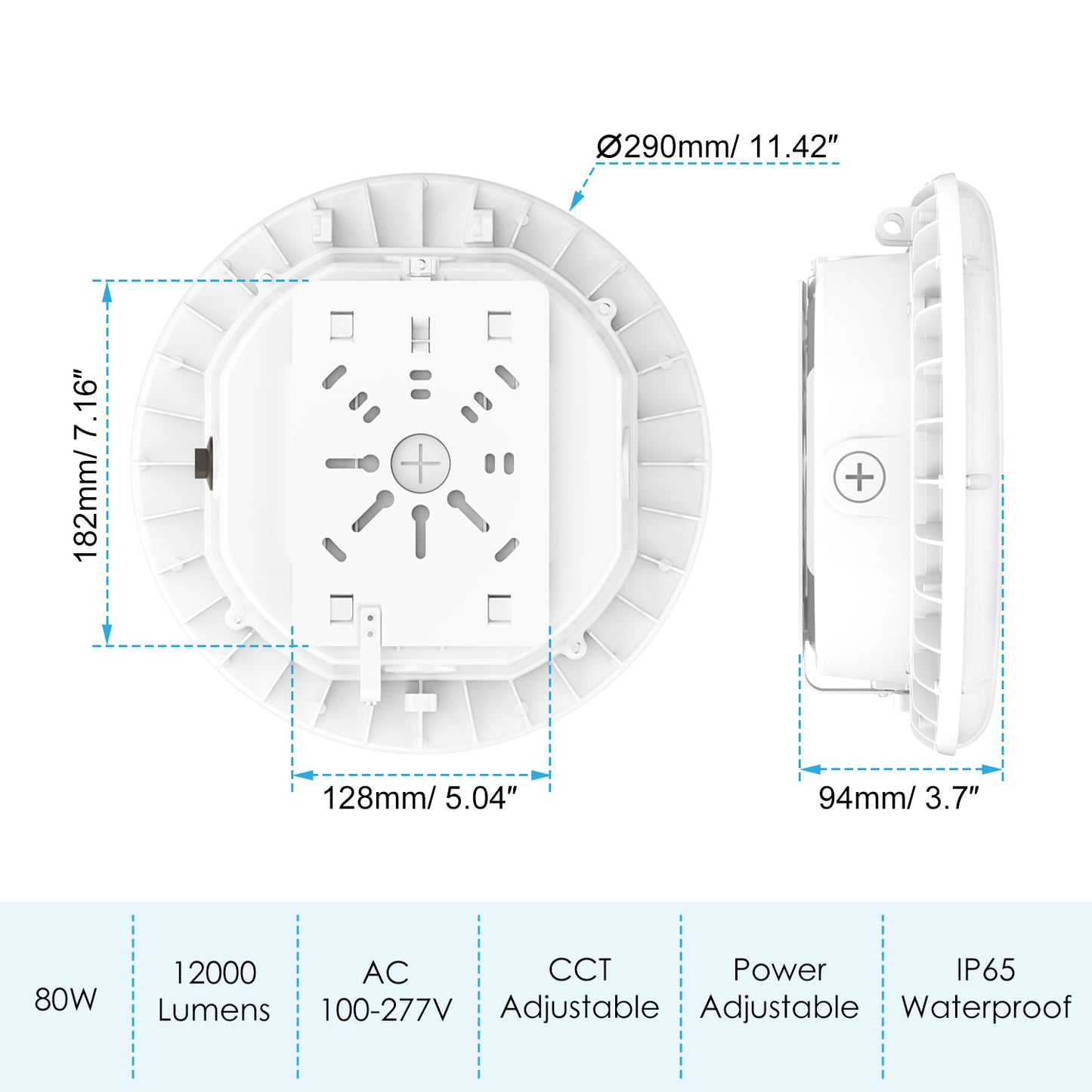 Lush Canopy-Pro Prime | Tunable Round LED Canopy Light | 60W-100W Options