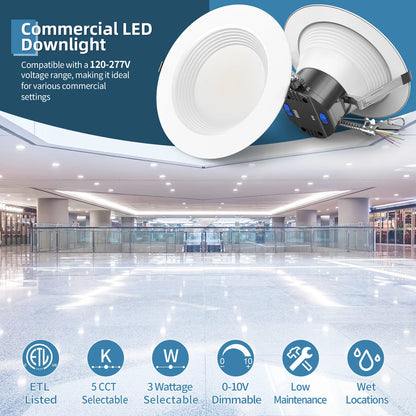 6" LED Commercial Downlight – DNL Series (6-Pack) | Selectable Wattage & CCT