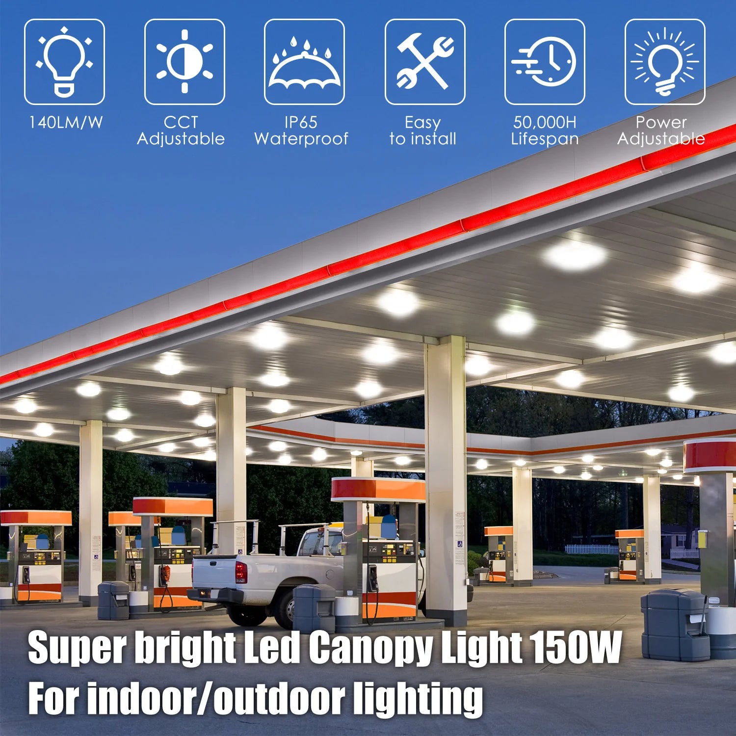 21,000 Lumen Square LED Light for Industrial Canopies and Gas Stations