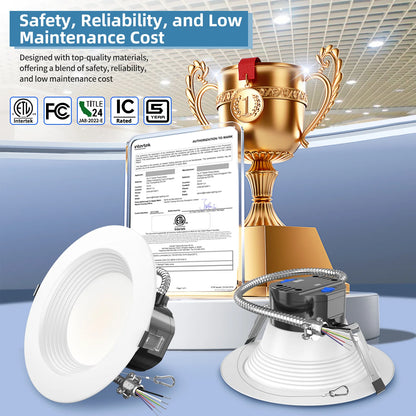 10" LED Commercial Downlight – DNL Series (4-Pack) | 5000 Lumens | Selectable Wattage & CCT