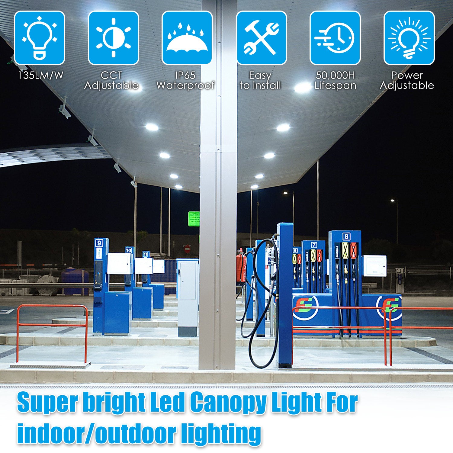 14,000 Lumen Waterproof Square LED Overhead Light for Businesses