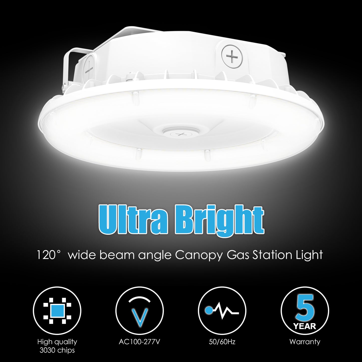 Adjustable Power and CCT Switches on Lush Prime Series Canopy Light
