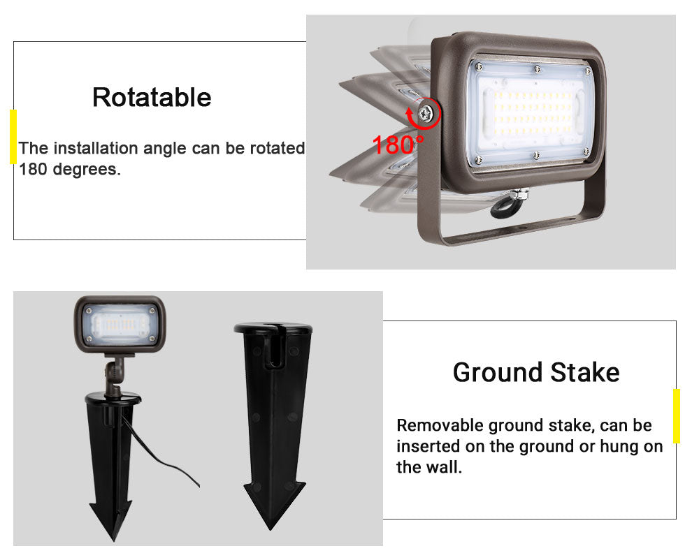 Lush Flood-Pro Knuckle | 15W-45W Adjustable LED Flood Light | 1/2" Knuckle Mount