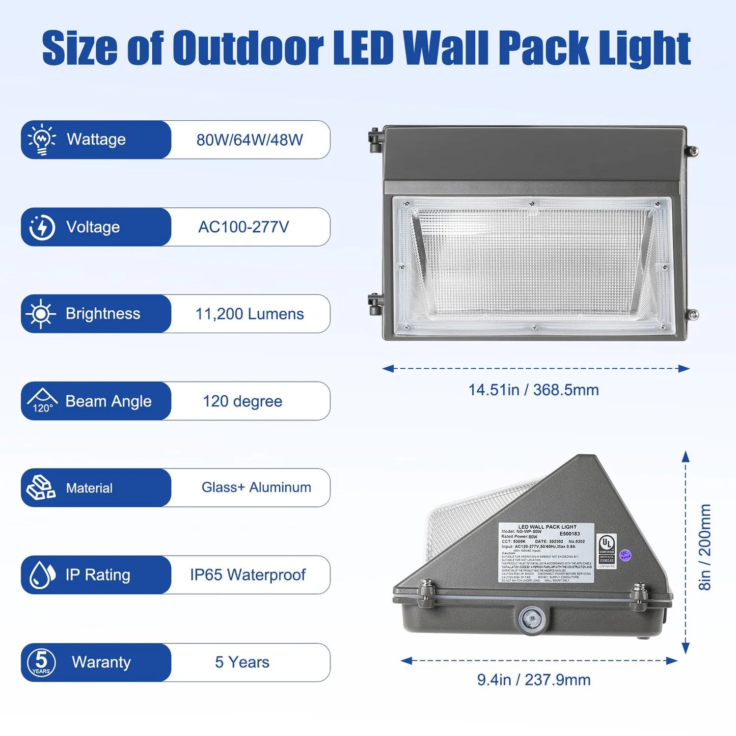 Lush Pro-Wall Prime Select | Tunable 48W-80W LED Wall Pack | 3-Color Selectable