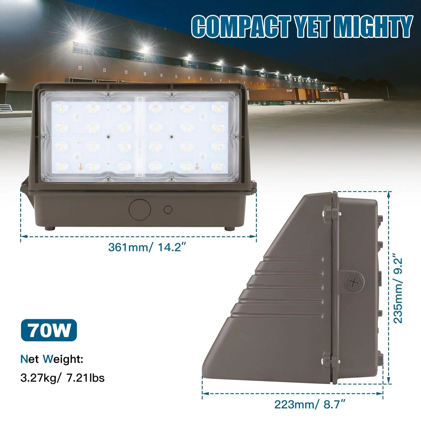 Lush Pro-Wall Prime | Tunable 28W-70W LED Wall Pack | 3-Color Selectable