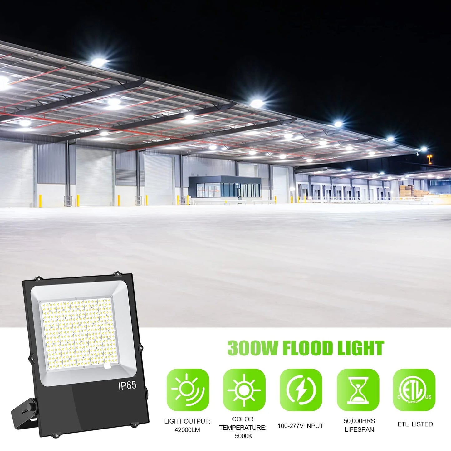 Lush Flood-Pro Prime | 300W Industrial LED Flood Light | 42,000 Lumens