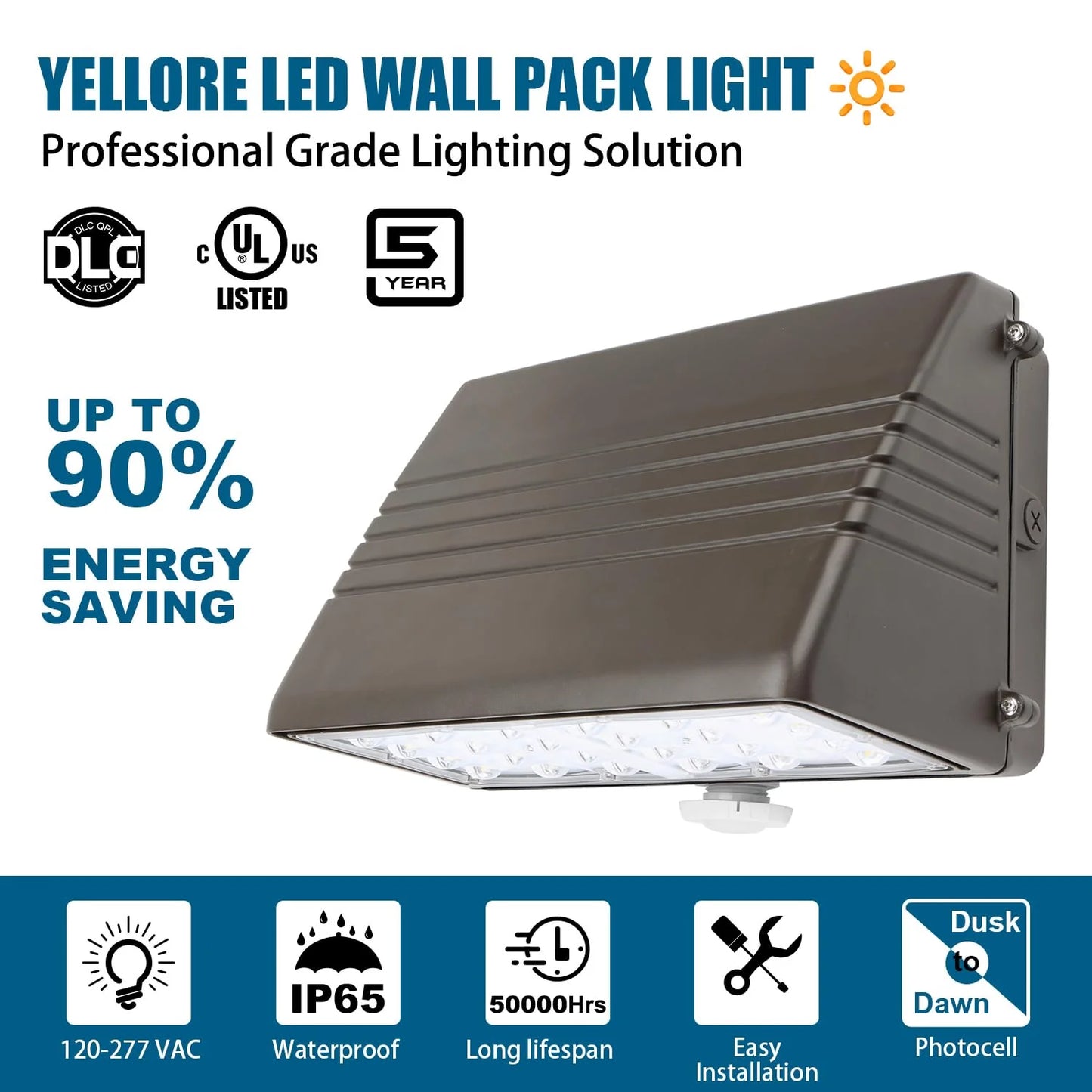 Lush Pro-Wall Prime | Tunable 28W-70W LED Wall Pack | 3-Color Selectable