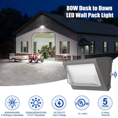 Lush Pro-Wall Prime Select | Tunable 48W-80W LED Wall Pack | 3-Color Selectable