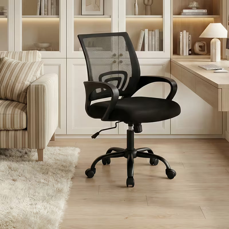 Lush Executive-Flow Ergonomic Mid-Back Office Chair in Black