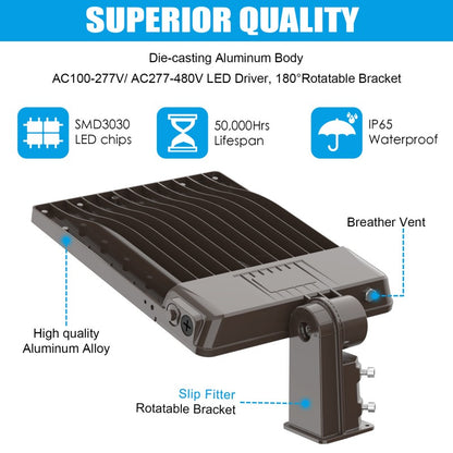 IP65 Waterproof LED Parking Lot Fixture with Universal Mounting