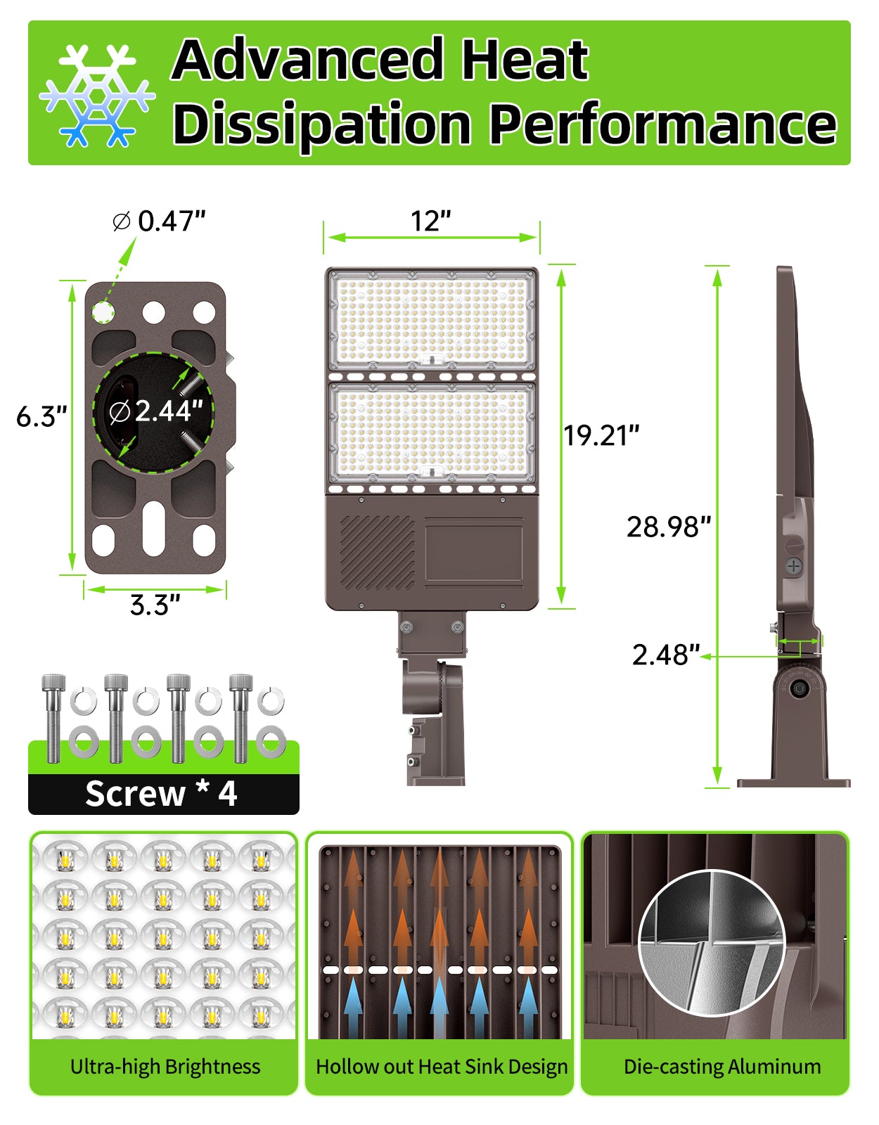Lush Titan V2 LED Shoebox Light | Tunable Power & CCT | 100W - 320W Industrial Pole Light