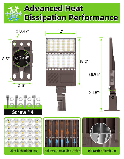 Lush Titan V2 LED Shoebox Light | Tunable Power & CCT | 100W - 320W Industrial Pole Light