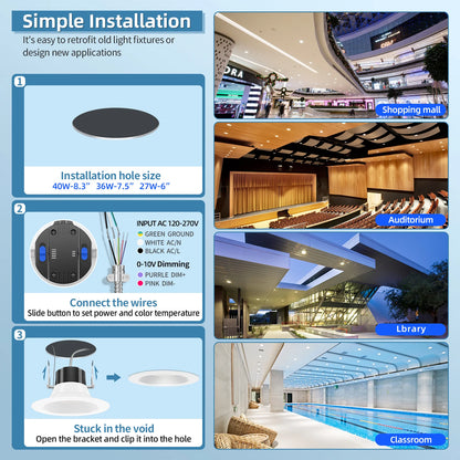 10" LED Commercial Downlight – DNL Series (4-Pack) | 5000 Lumens | Selectable Wattage & CCT