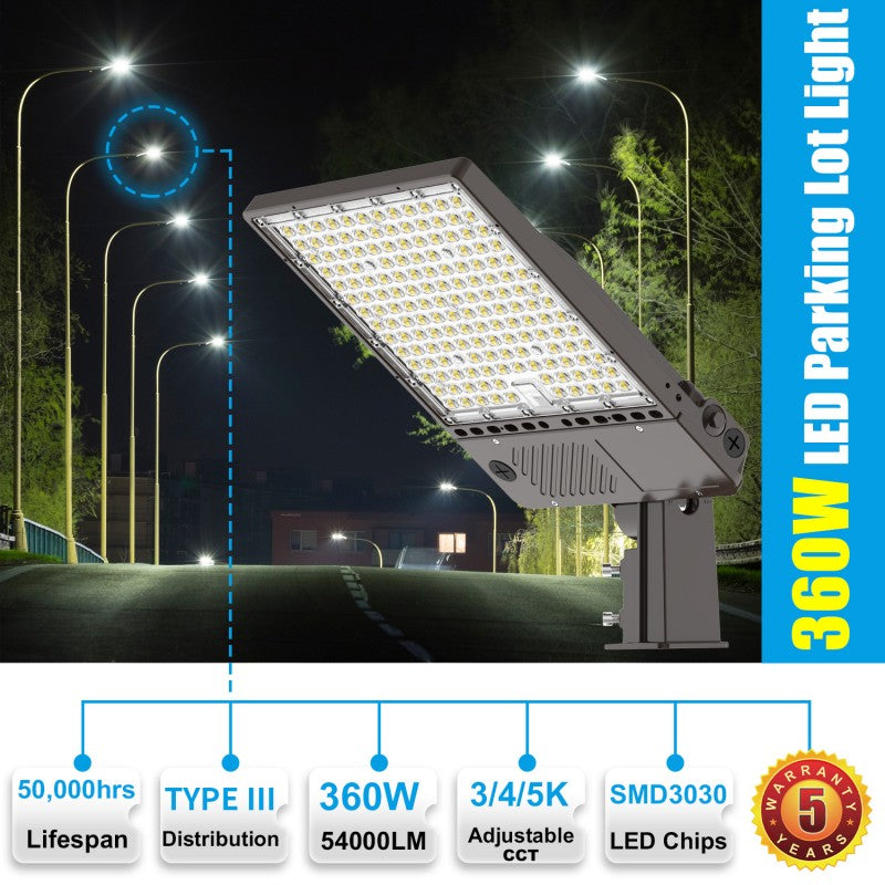IP65 Waterproof LED Parking Lot Fixture with Universal Mounting