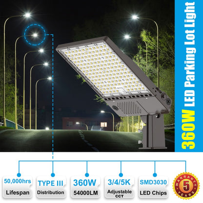 IP65 Waterproof LED Parking Lot Fixture with Universal Mounting
