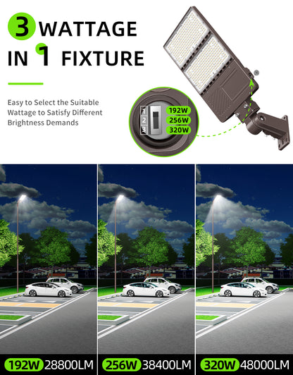 Lush Titan V2 LED Shoebox Light | Tunable Power & CCT | 100W - 320W Industrial Pole Light