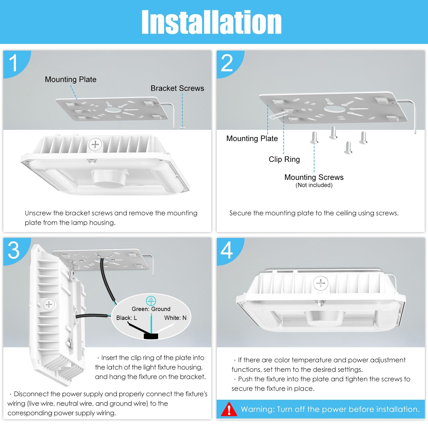 LED canopy light Installation