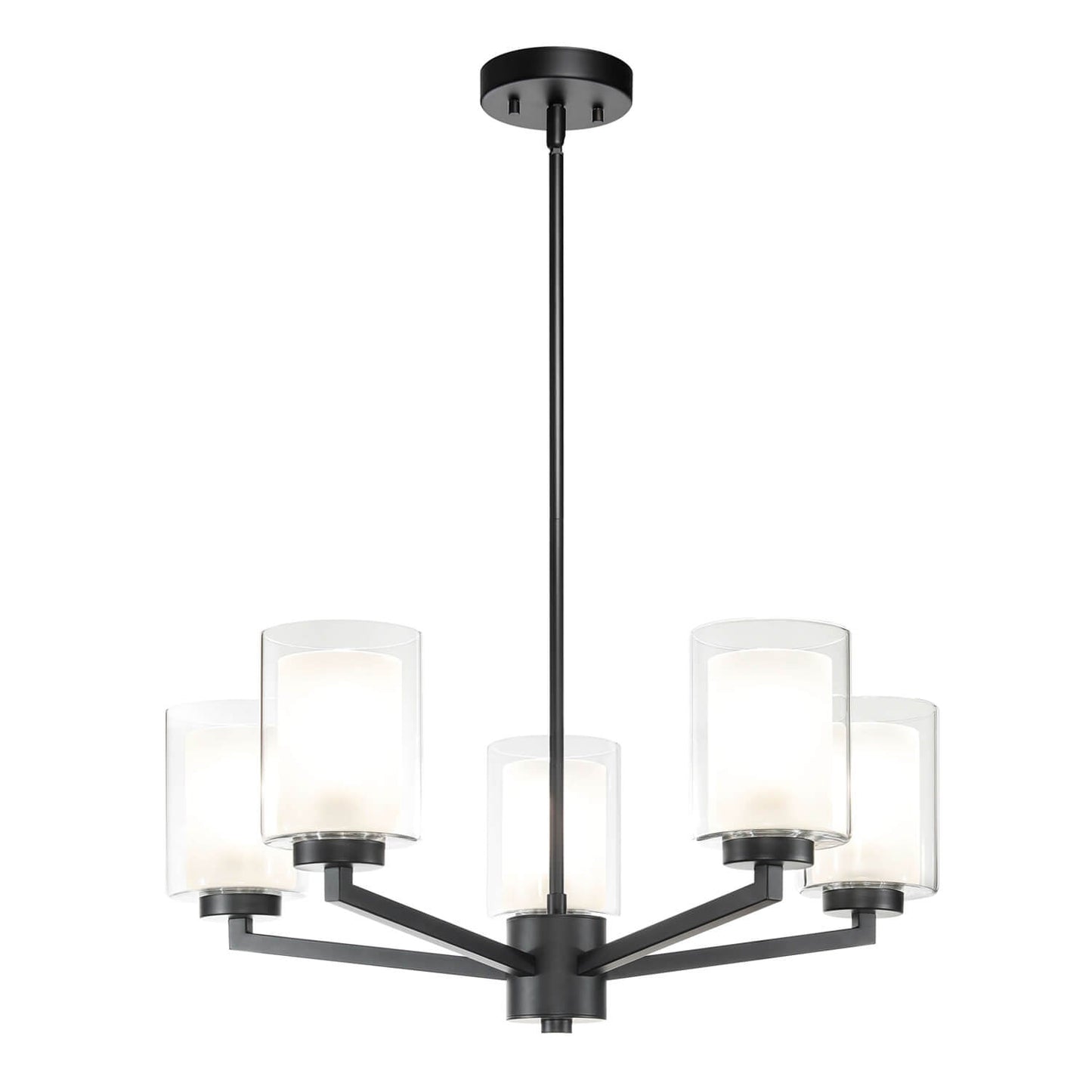 Black Farmhouse 5-Light Glass Chandelier