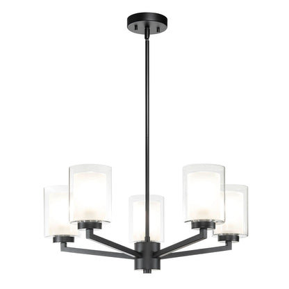 Black Farmhouse 5-Light Glass Chandelier