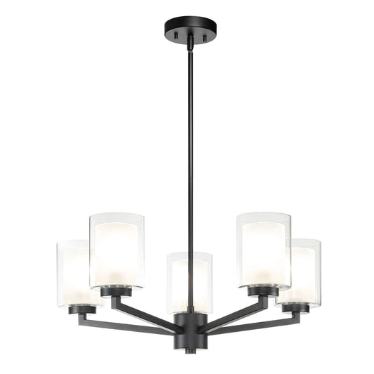 Black Farmhouse 5-Light Glass Chandelier