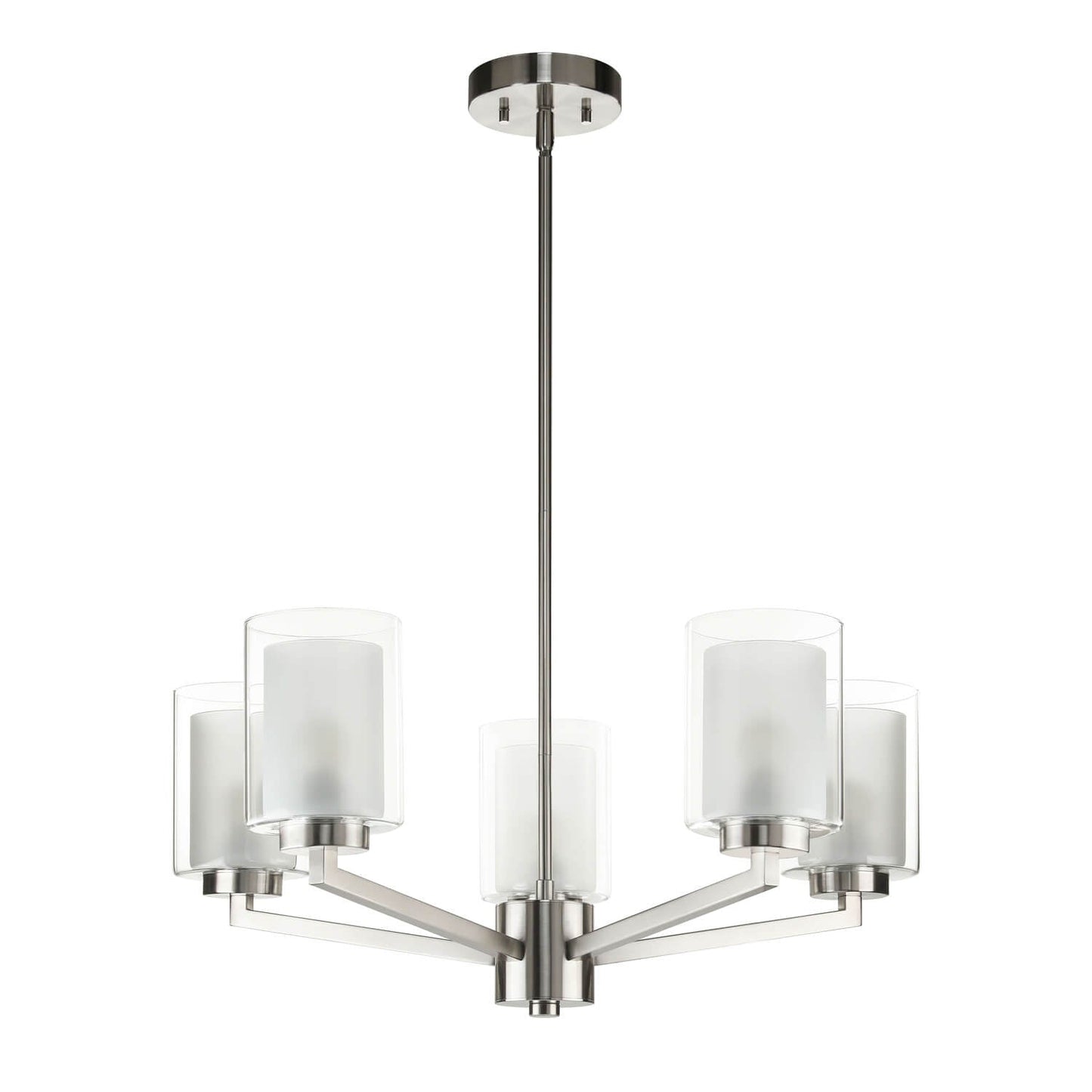 Modern Brushed Nickel 5-Light Glass Chandelier