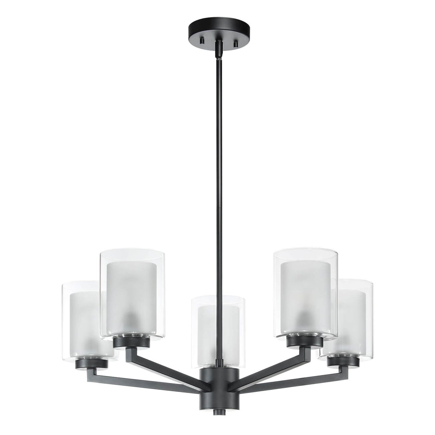 Black Farmhouse 5-Light Glass Chandelier