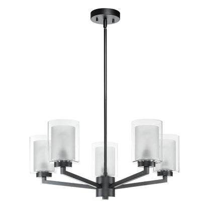 Black Farmhouse 5-Light Glass Chandelier