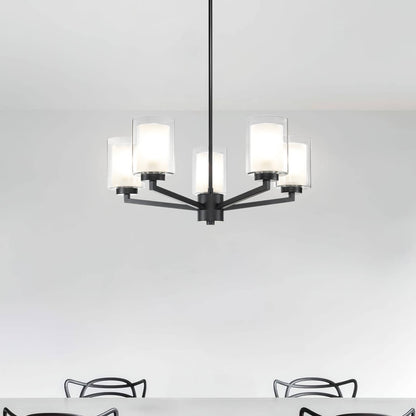 Black Farmhouse 5-Light Glass Chandelier