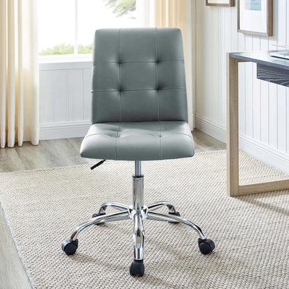 Prim White Armless Mid-Back Office Chair
