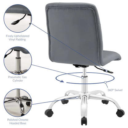 Prim White Armless Mid-Back Office Chair