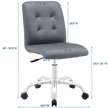 Prim White Armless Mid-Back Office Chair
