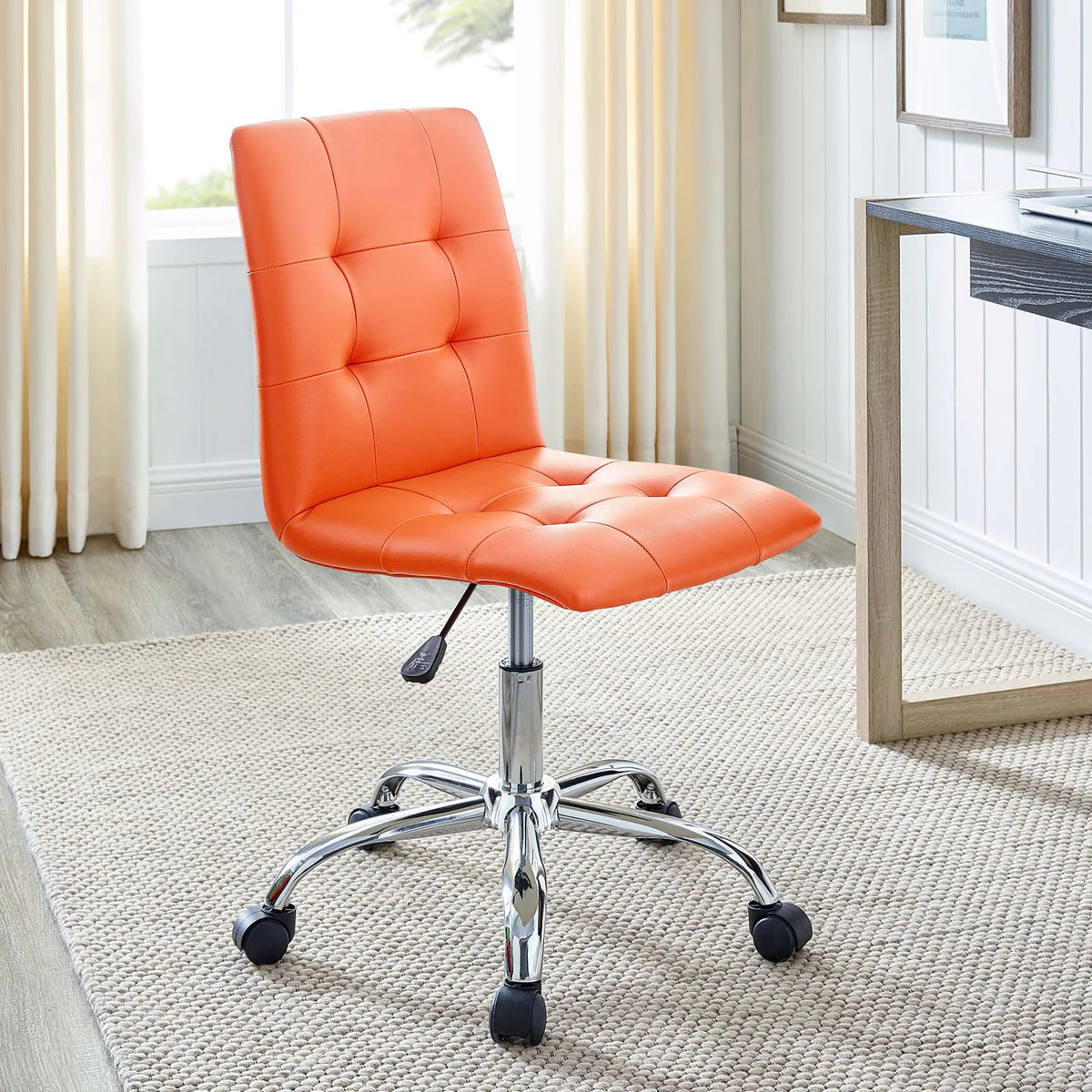 Prim White Armless Mid-Back Office Chair