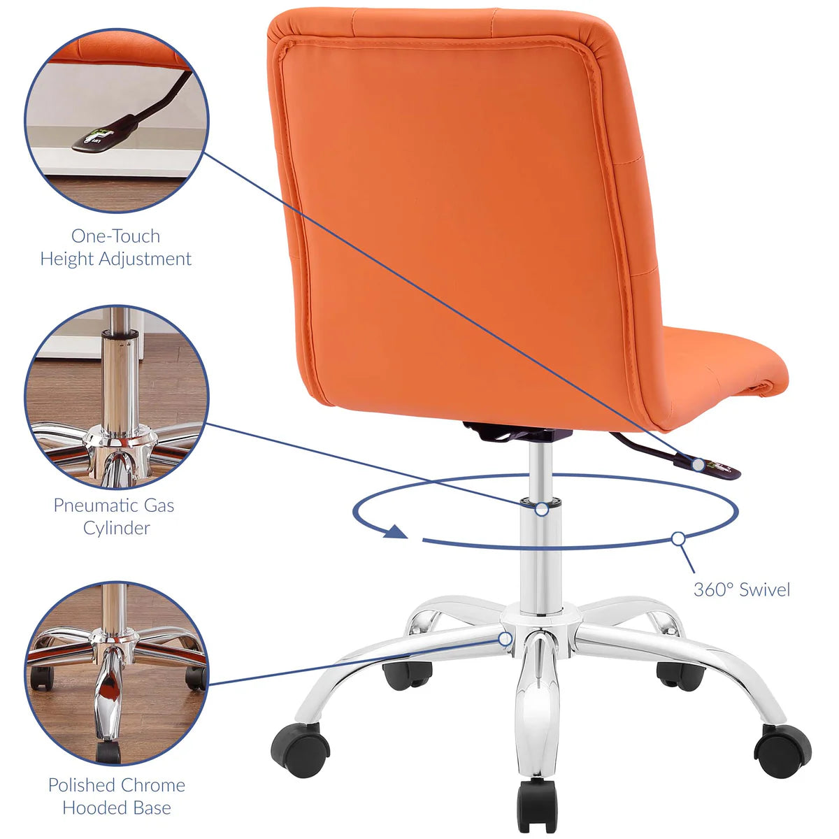 Prim White Armless Mid-Back Office Chair