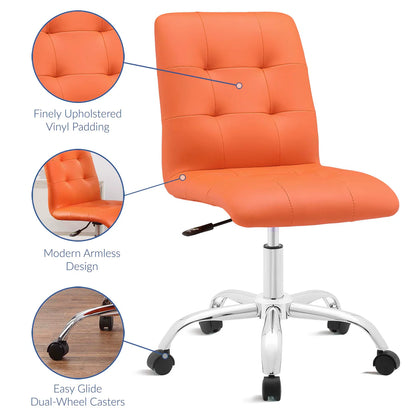 Prim White Armless Mid-Back Office Chair