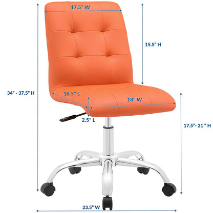 Prim White Armless Mid-Back Office Chair