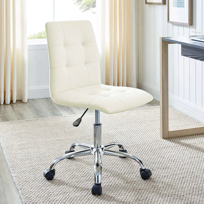 Prim White Armless Mid-Back Office Chair