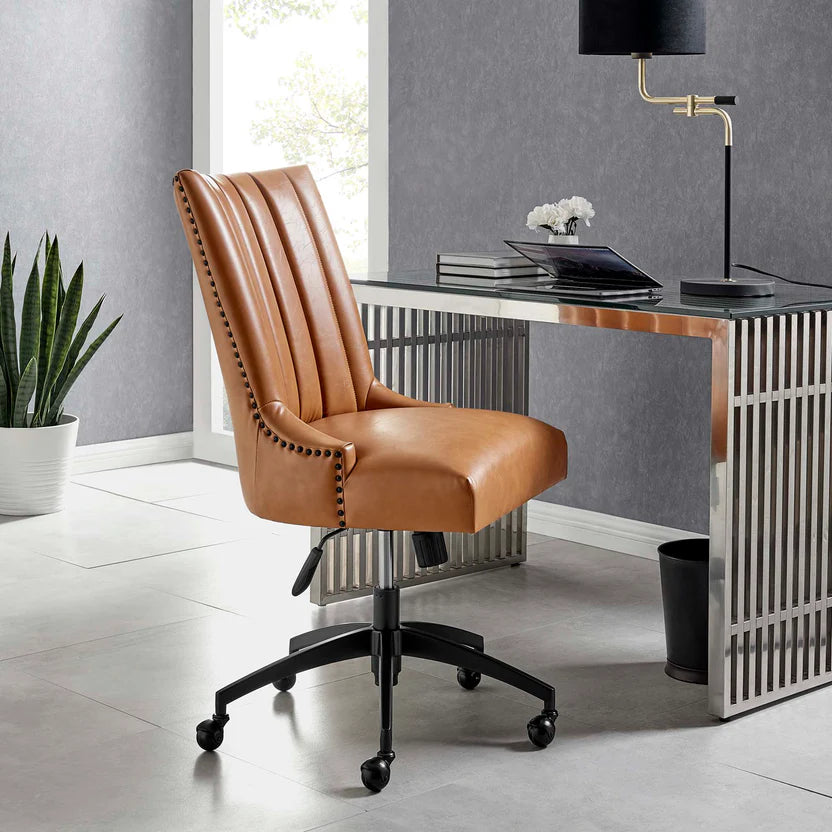Empower Black & Tan Vegan Leather Office Chair