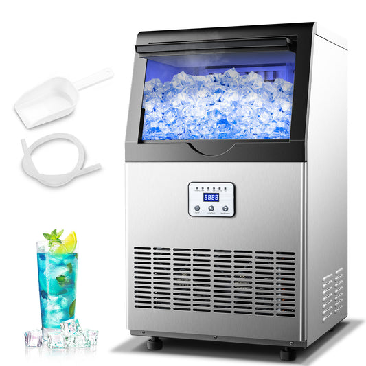 Commercial Ice Maker – 100 lbs/24H Stainless Steel Ice Machine for Hotels, Motels, Airbnb & Hospitality