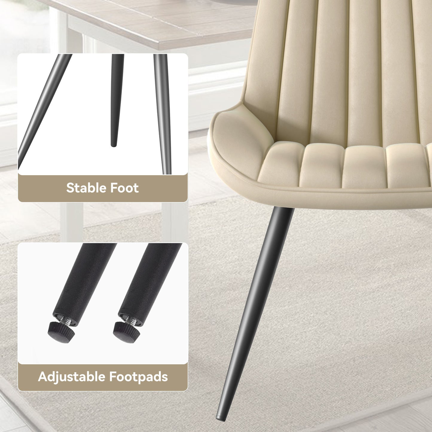 Lush Signature Ribbed Dining Chair – Waterproof Modern Upholstery | Pack of 4