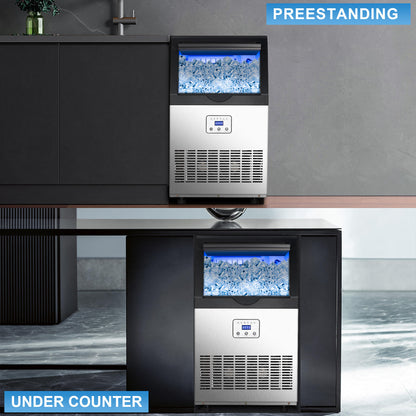 Commercial Ice Maker – 100 lbs/24H Stainless Steel Ice Machine for Hotels, Motels, Airbnb & Hospitality