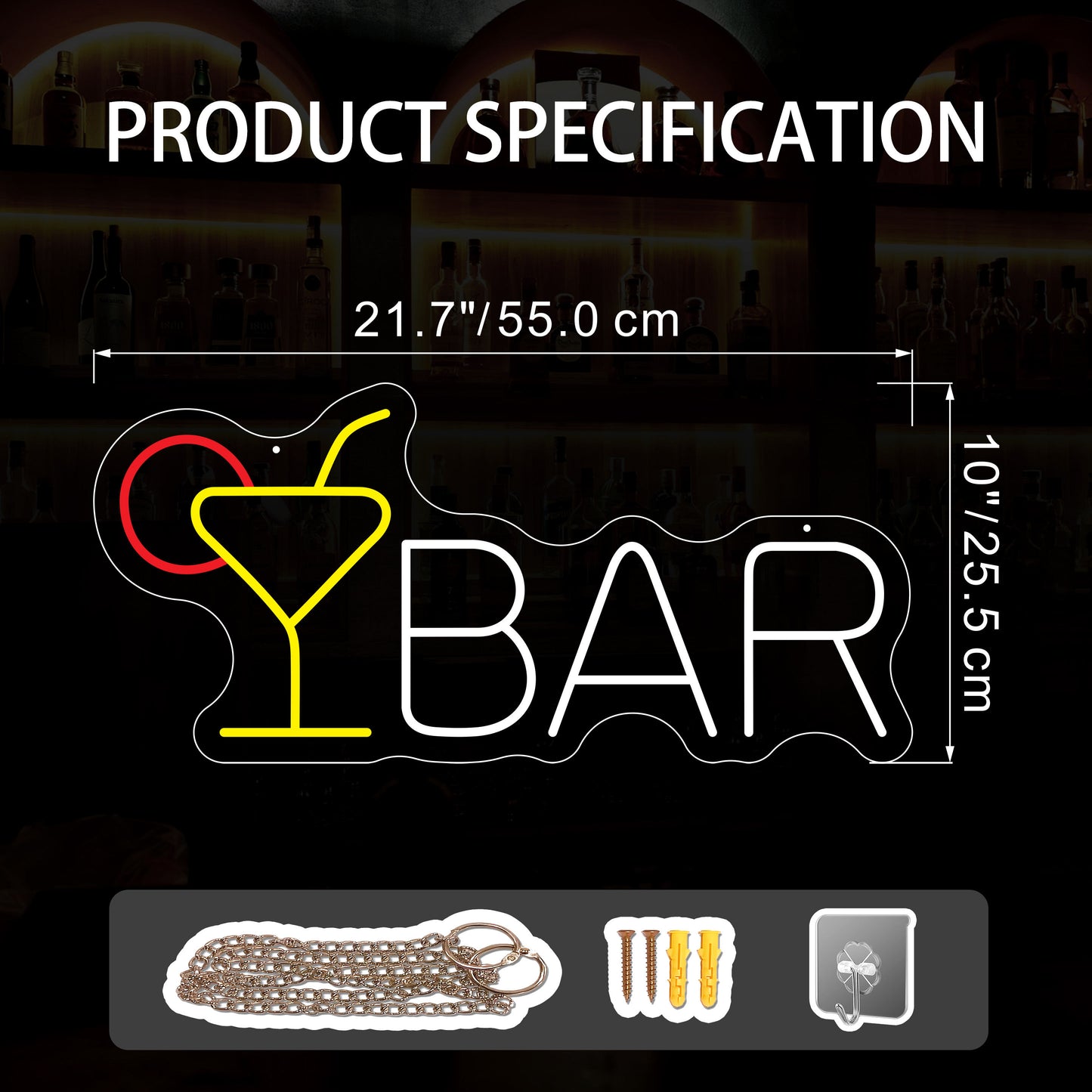 22 Inch Dual-Tone Neon Bar Sign for Lounges and Home Bars