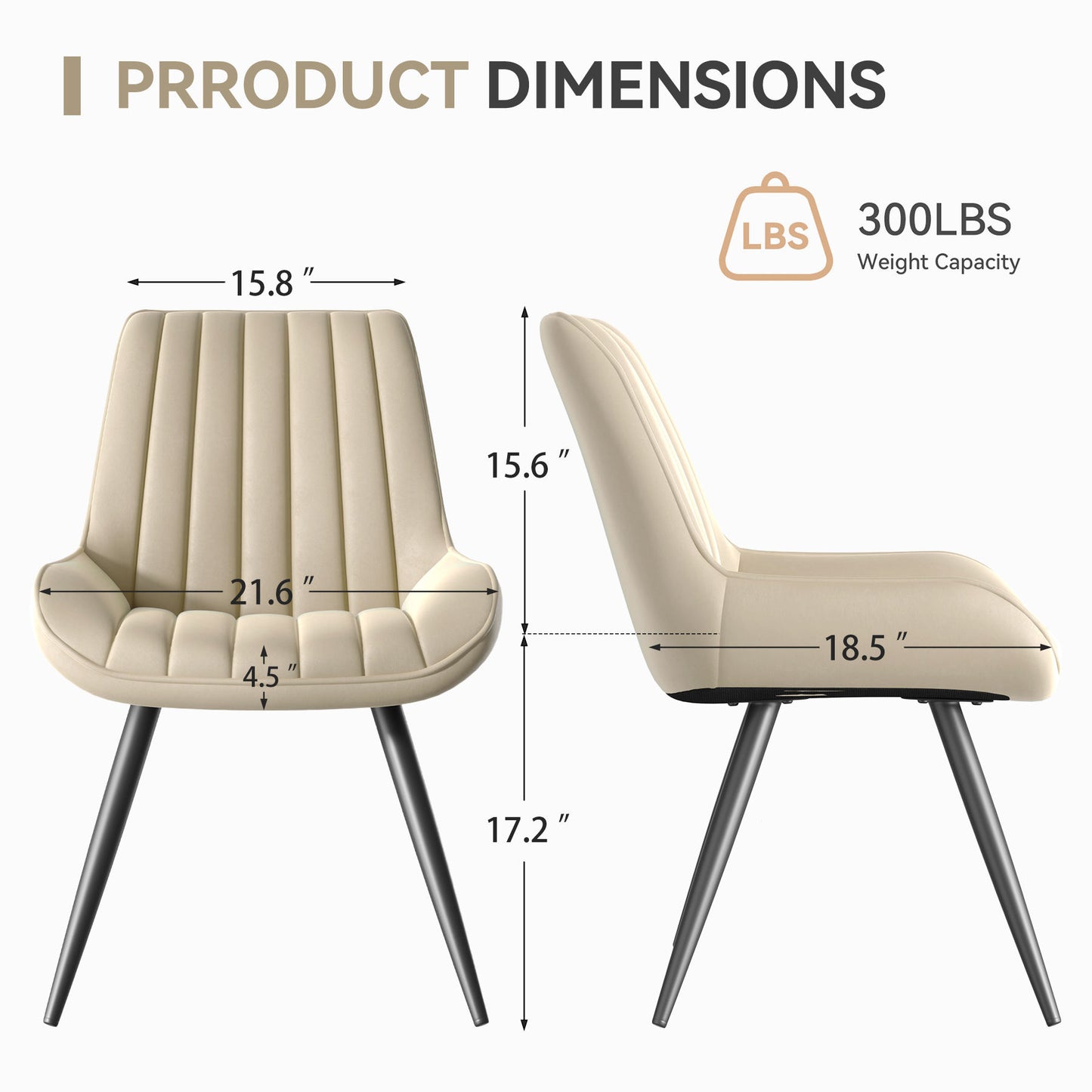 Lush Signature Ribbed Dining Chair – Waterproof Modern Upholstery | Pack of 4