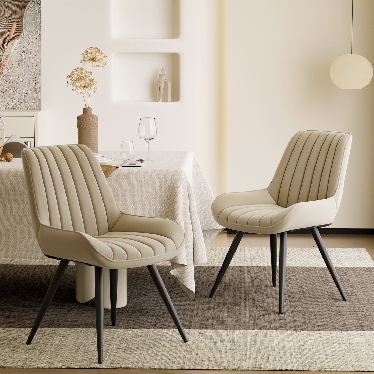Lush Signature Ribbed Dining Chair – Waterproof Modern Upholstery | Pack of 4