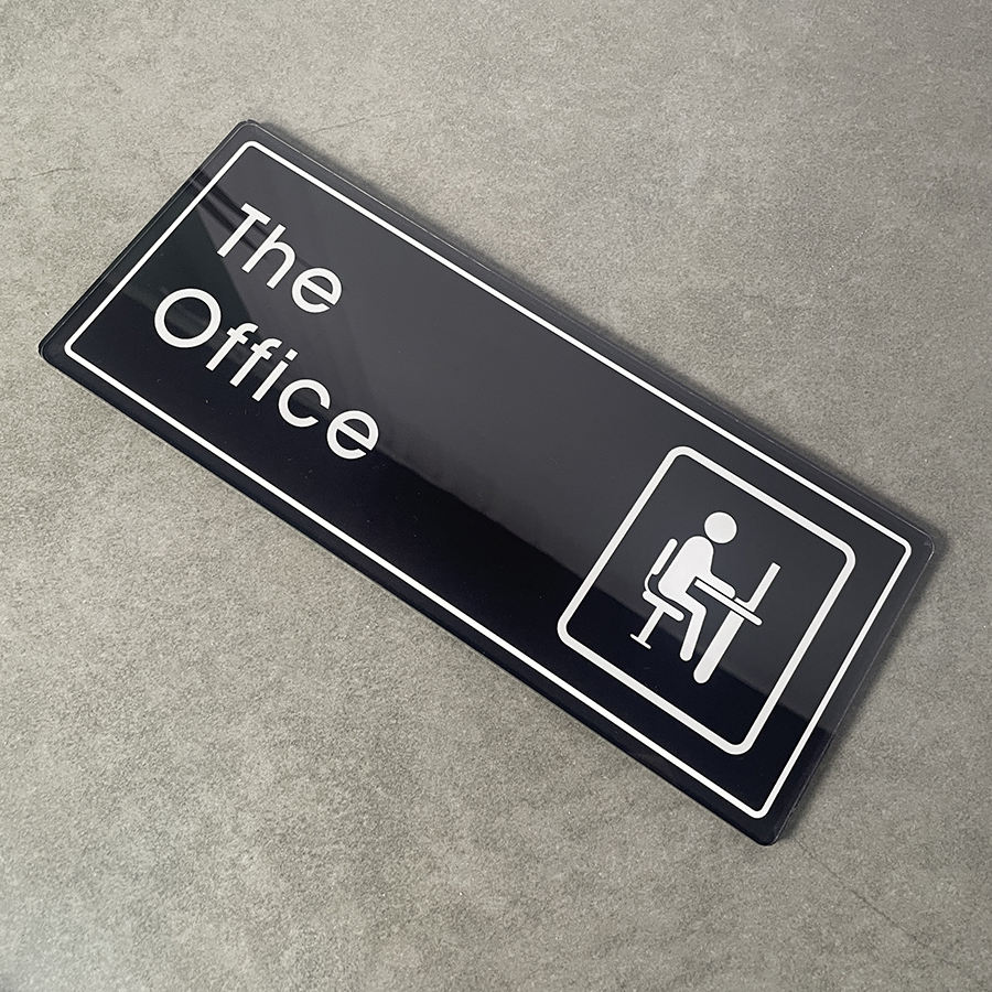 Lush Prime-Series Office Sign | Modern Black Acrylic | Self-Adhesive Name Plaque