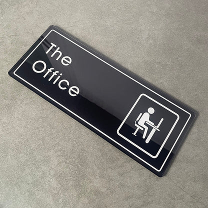Lush Prime-Series Office Sign | Modern Black Acrylic | Self-Adhesive Name Plaque