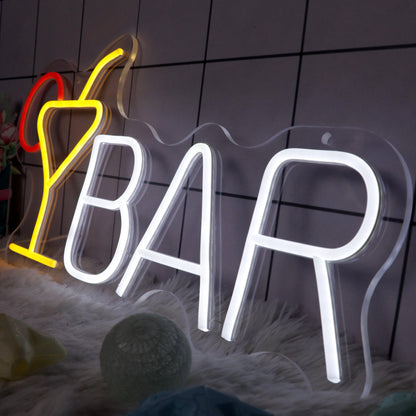 Lush Prime-Glow LED "BAR" Neon Sign | 22" x 10" | Dual-Tone Warm White & White